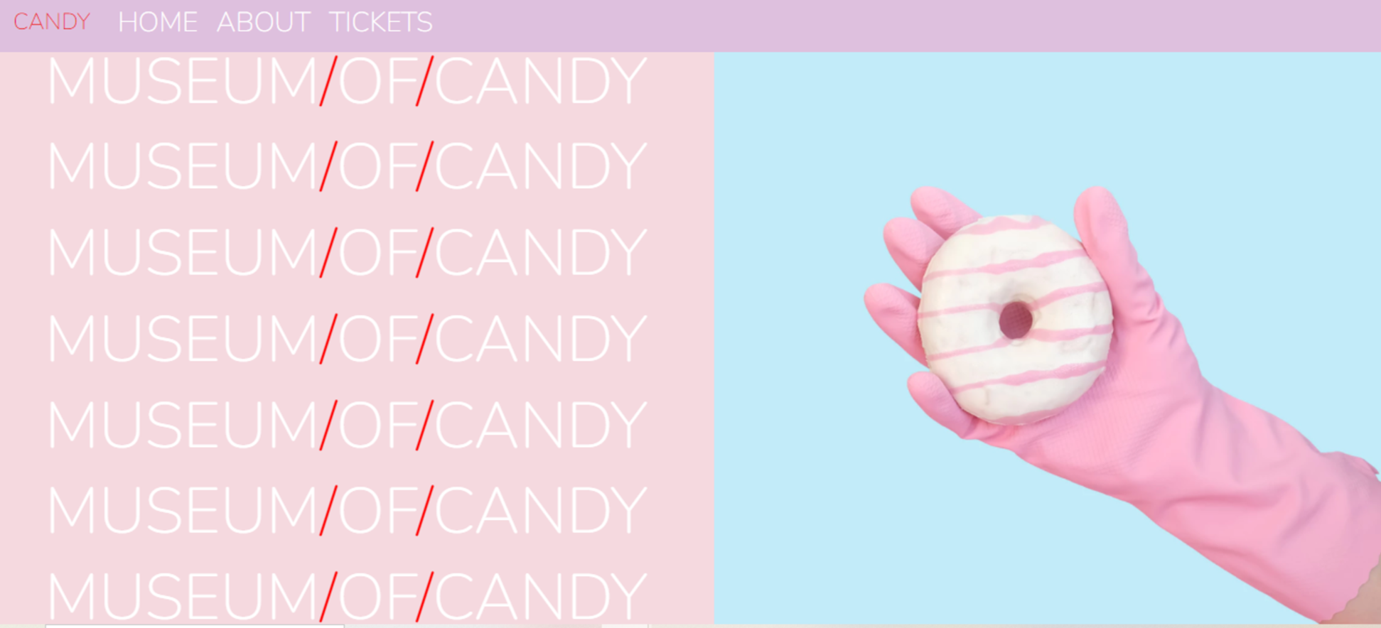 screenshot of museum of candy website